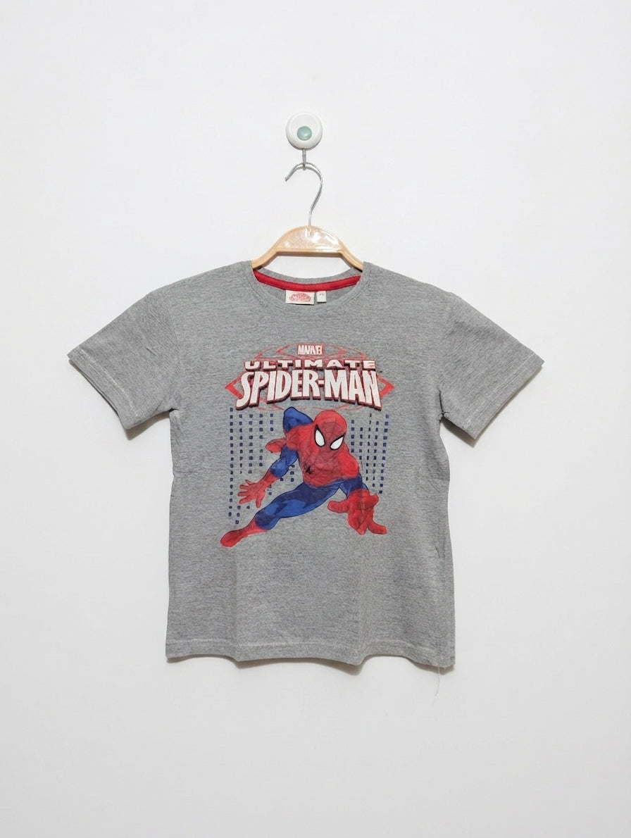 Marvel Ultimate Spider-Man Boys Heather Grey "Ultimate Spider-Man" Graphic Short Sleeve Tee - Size Estimated Age 8 Years AB2