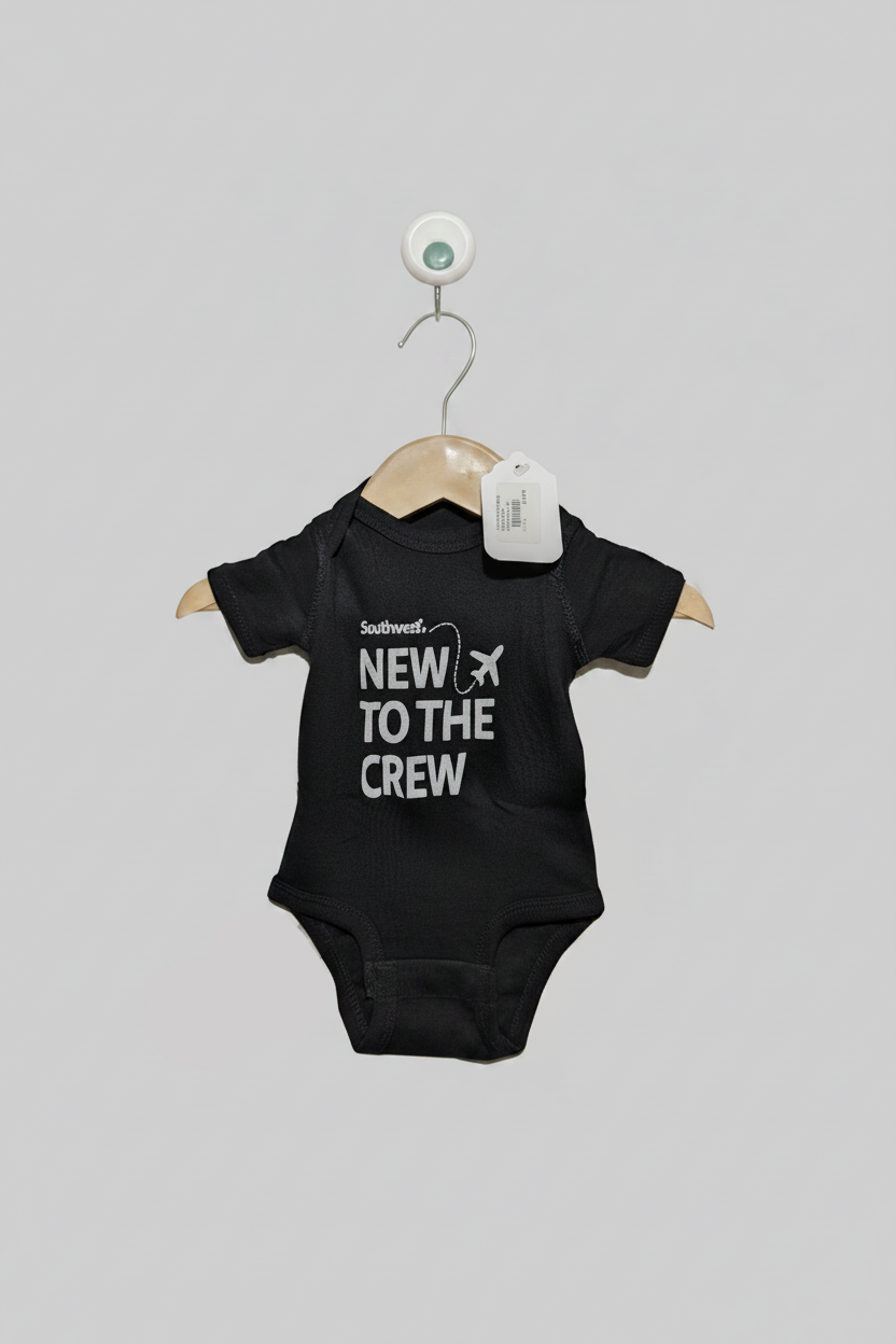 Southwest Baby Boys Black "New To The Crew" Graphic Bodysuit - Size Estimated Age Newborn (NB) AB2