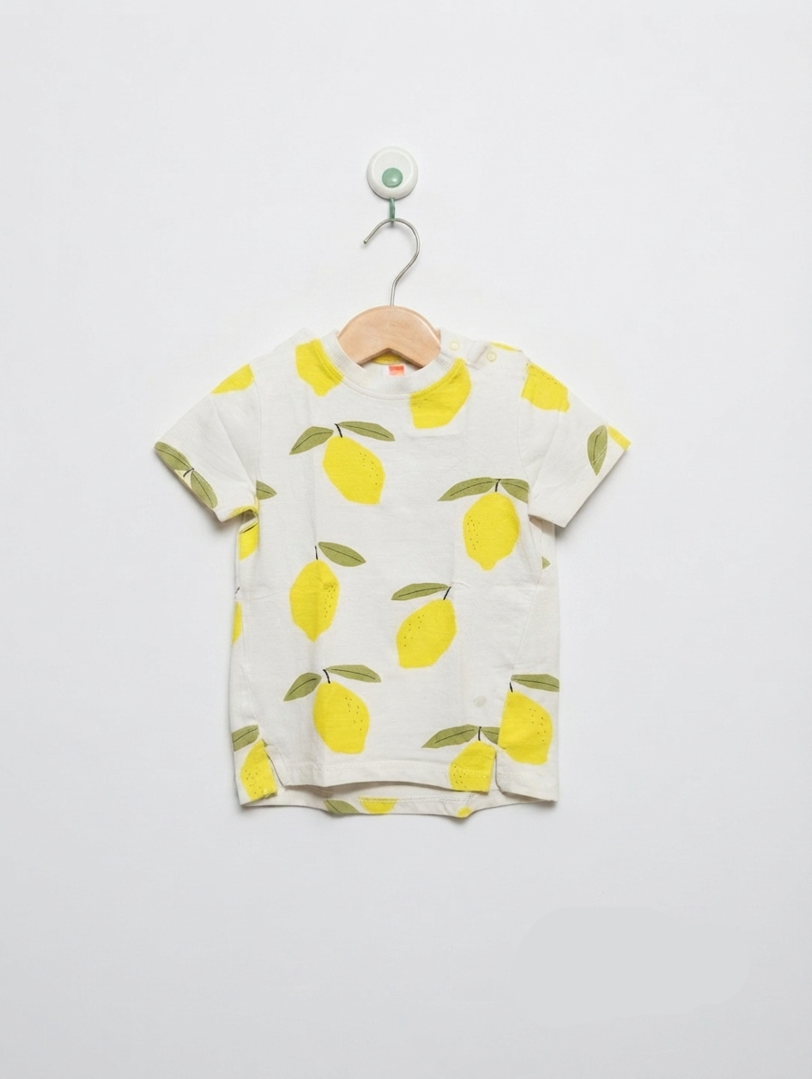 HEMA Baby Boys White & Yellow Lemon Print Short Sleeve Tee - Size 92 Estimated Age 1-2 Years AB2