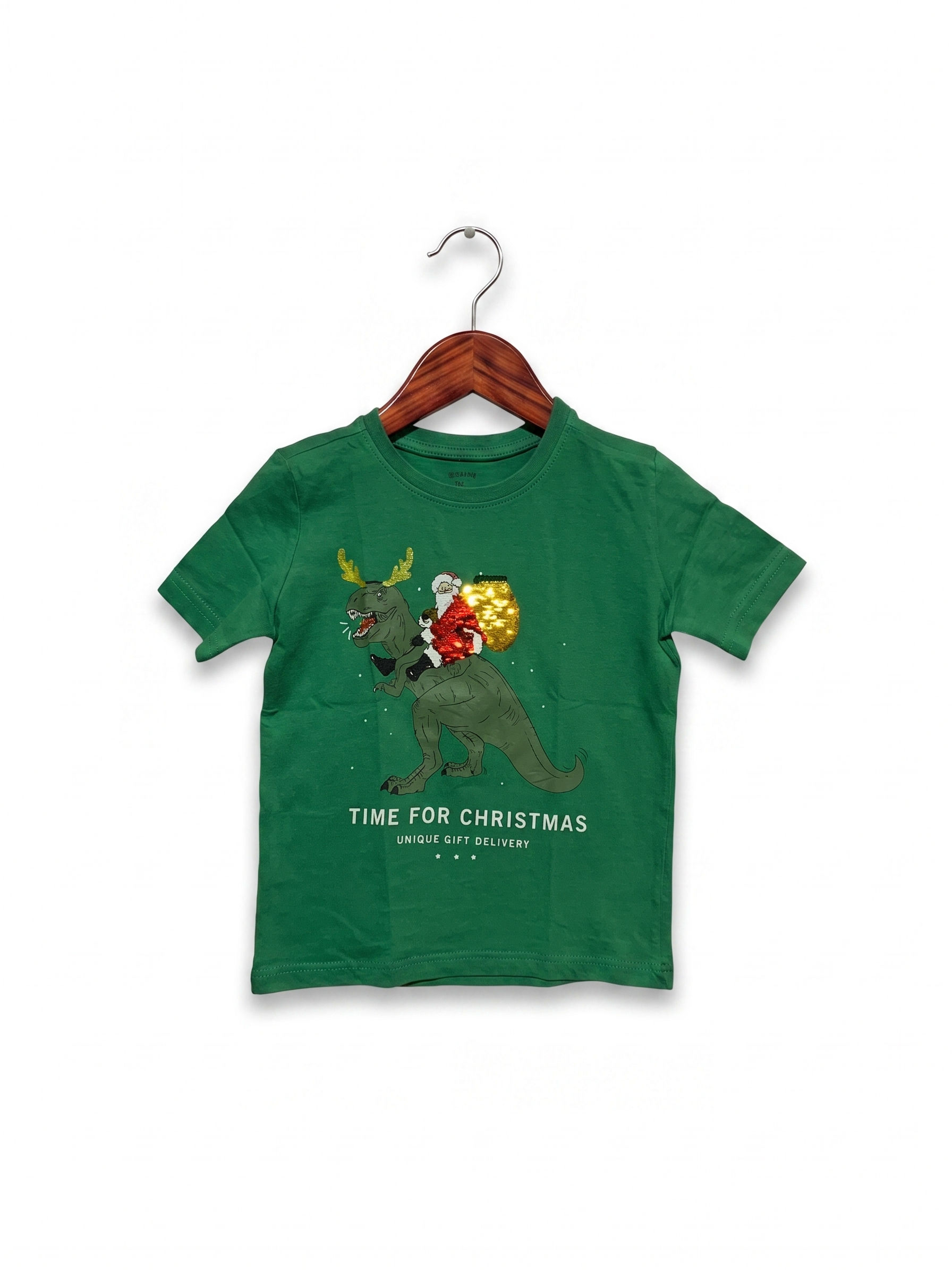 Sinsay Boys Christmas T-Rex Sequin Graphic Tee - Size 2-3 Years AB1