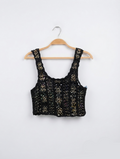 ZARA Girls Black Beaded Crochet Knit Crop Tank Top - Size S Estimated Age 11-13Y AB2