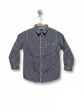 TOMMY HILFIGER Boys Navy and White Gingham Long Sleeve Button-Down Shirt - Size 7, Estimated Age 7 Years AB2