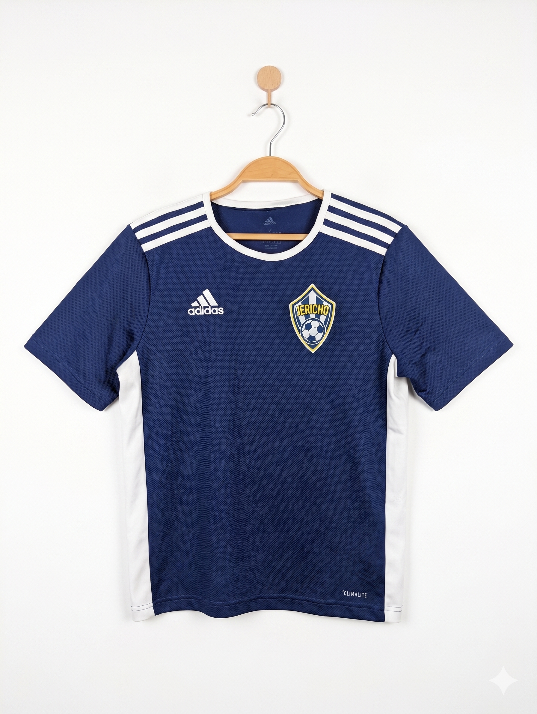 Adidas Boys Blue Climalite "Jericho" Soccer Jersey - Size L (Estimated Age 13-14 Years) AB1