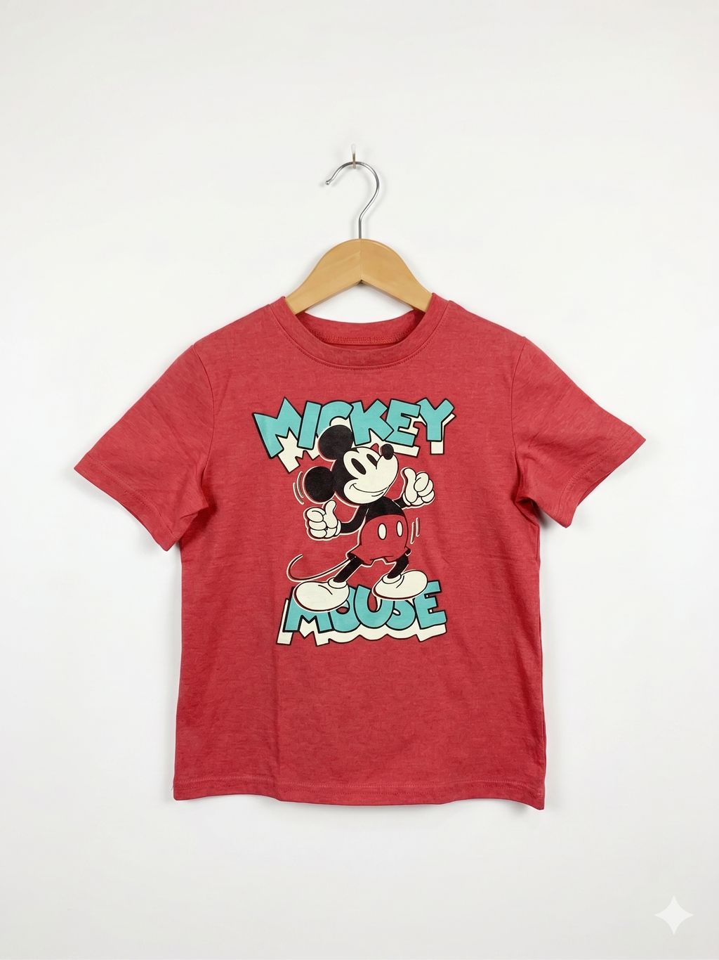 Disney Jumping Beans Boys Red Heathered "Classic Mickey Mouse" Short Sleeve Tee - Size 7 (Estimated Age 7 Years) AB1