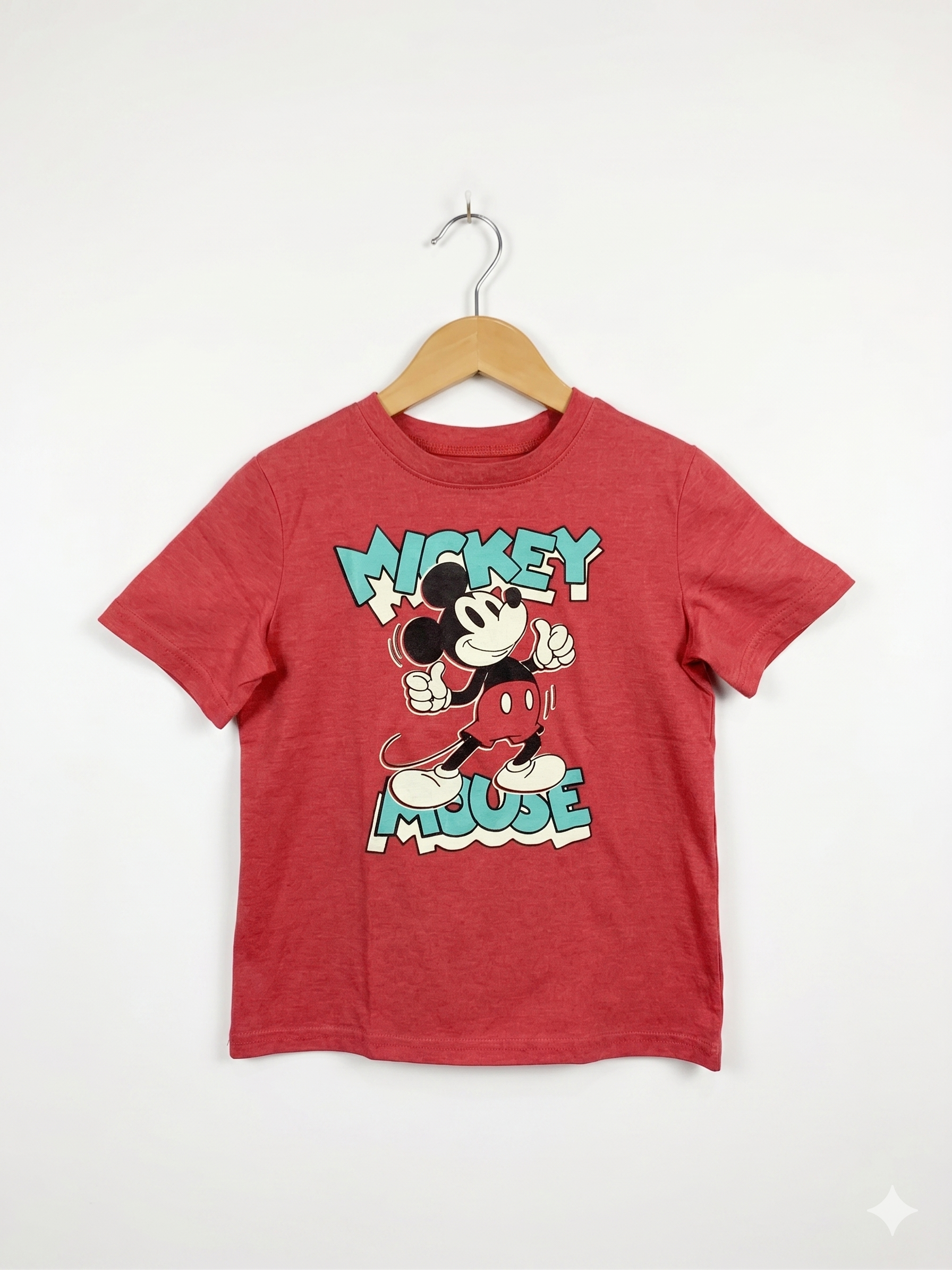 Disney Jumping Beans Boys Red Heathered "Classic Mickey Mouse" Short Sleeve Tee - Size 7 (Estimated Age 7 Years) AB1