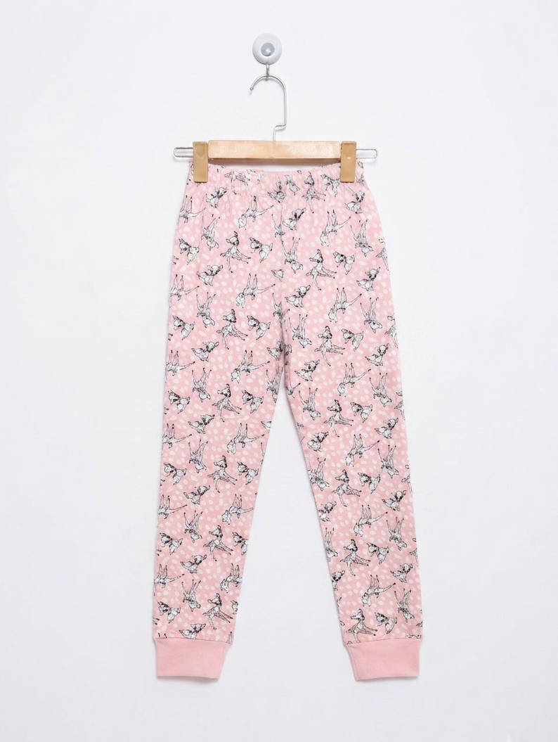 M&Co Girls Pastel Pink "Bambi" Character Print Leggings - Size 6-7 Years Estimated Age 6-7 Years AB2