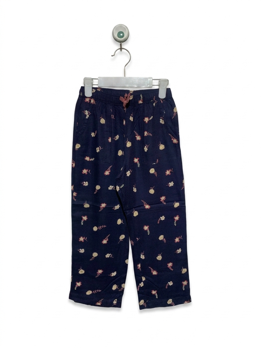 Tu Kids Navy Floral Viscose Trousers - Size 4-5 Years AB1