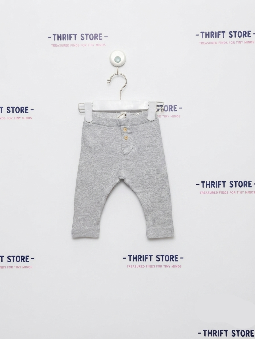 H&M Baby Boys Grey Organic Cotton Jogger Pants - Size 4-6M Estimated Age 4-6 Months AB2