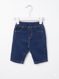 Simple Free toddler clothes, baby denim shorts, pre-loved kids denim, size 80 toddler shorts, 12-18 months baby clothes, stretch denim for kids, tiny thrift store sustainable fashion.