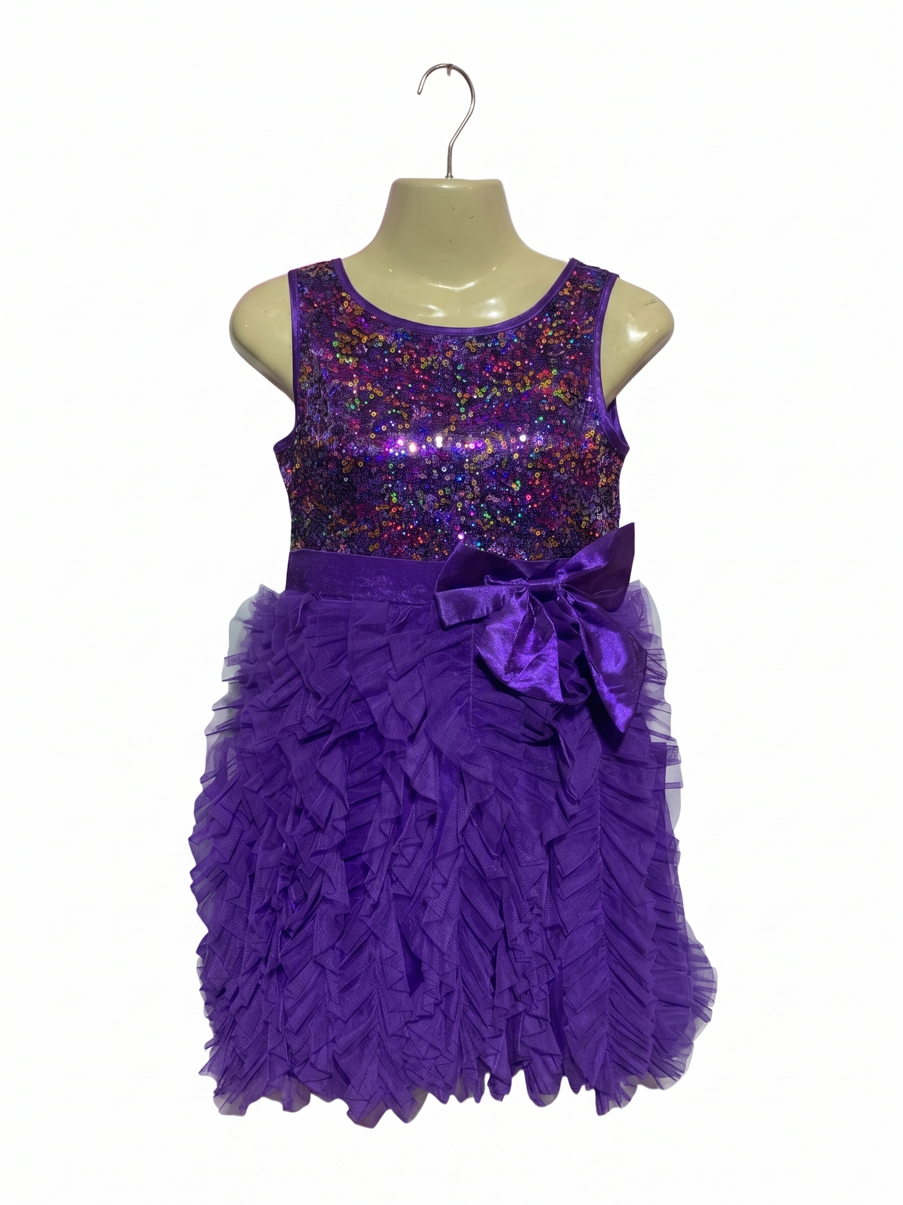 Kristi Purple Sequin Ruffle Party Dress - Size 10 AB1