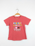 CucuFun Girls Pink "Rainbows & Smiles" Graphic Tee - Size 8-10 Years (Estimated Age 8-10 Years) AB2