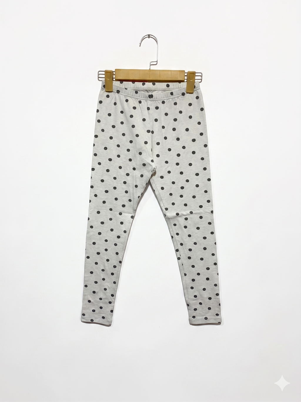 branded Girls Off-White Black Polka Dot Knit Leggings - Size 12 Years (Estimated Age 11-12) AB1