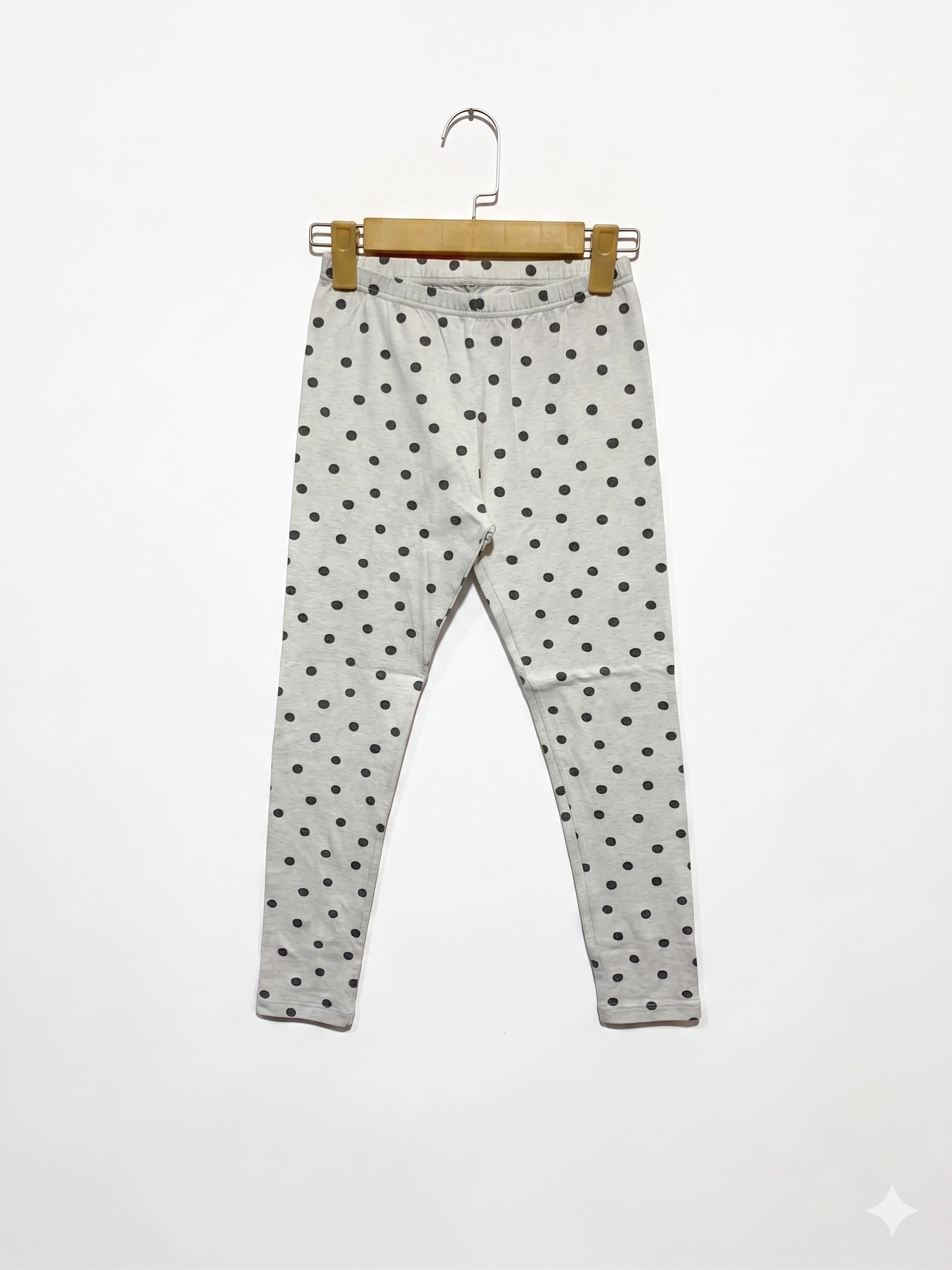 branded Girls Off-White Black Polka Dot Knit Leggings - Size 12 Years (Estimated Age 11-12) AB1
