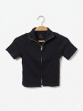 M&S Girls' Navy Ribbed Two-Way Zip Polo Top - Size 7-8 Yrs Estimated Age 7-8 Years AB1