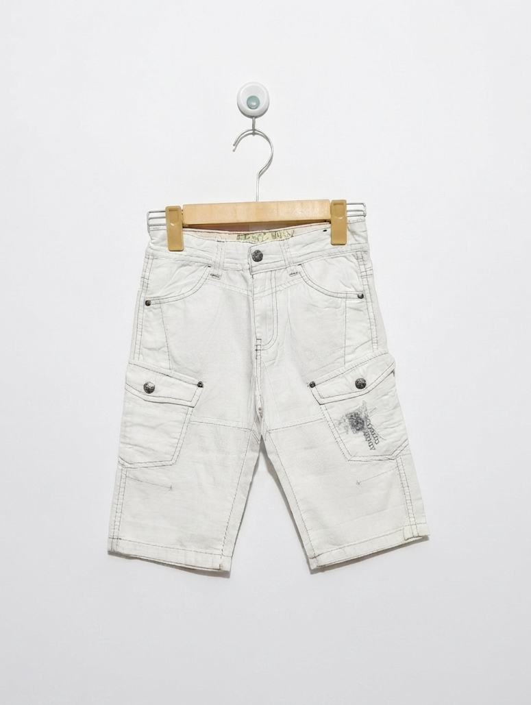 BEST WAY Boys Off-White "Africa Wild" Cargo Shorts - Size 8 Ans, Estimated Age 8 Years AB2