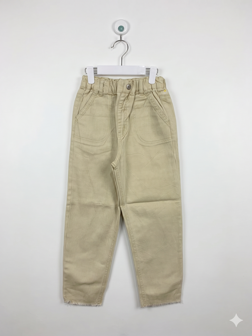 BREEZE Kids Khaki Daisy Embroidered Tapered Trousers - Size 130 Estimated Age 8-9Y AB1