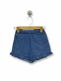 Petit Main Girls Medium Wash Chambray Ruffle Hem Shorts - Size Estimated Age 6–7 Years AB1