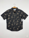Old Navy Boys Charcoal Grey "Surf Shop & Tropical" Graphic Short Sleeve Shirt - Size Estimated Age 10-12Y AB1