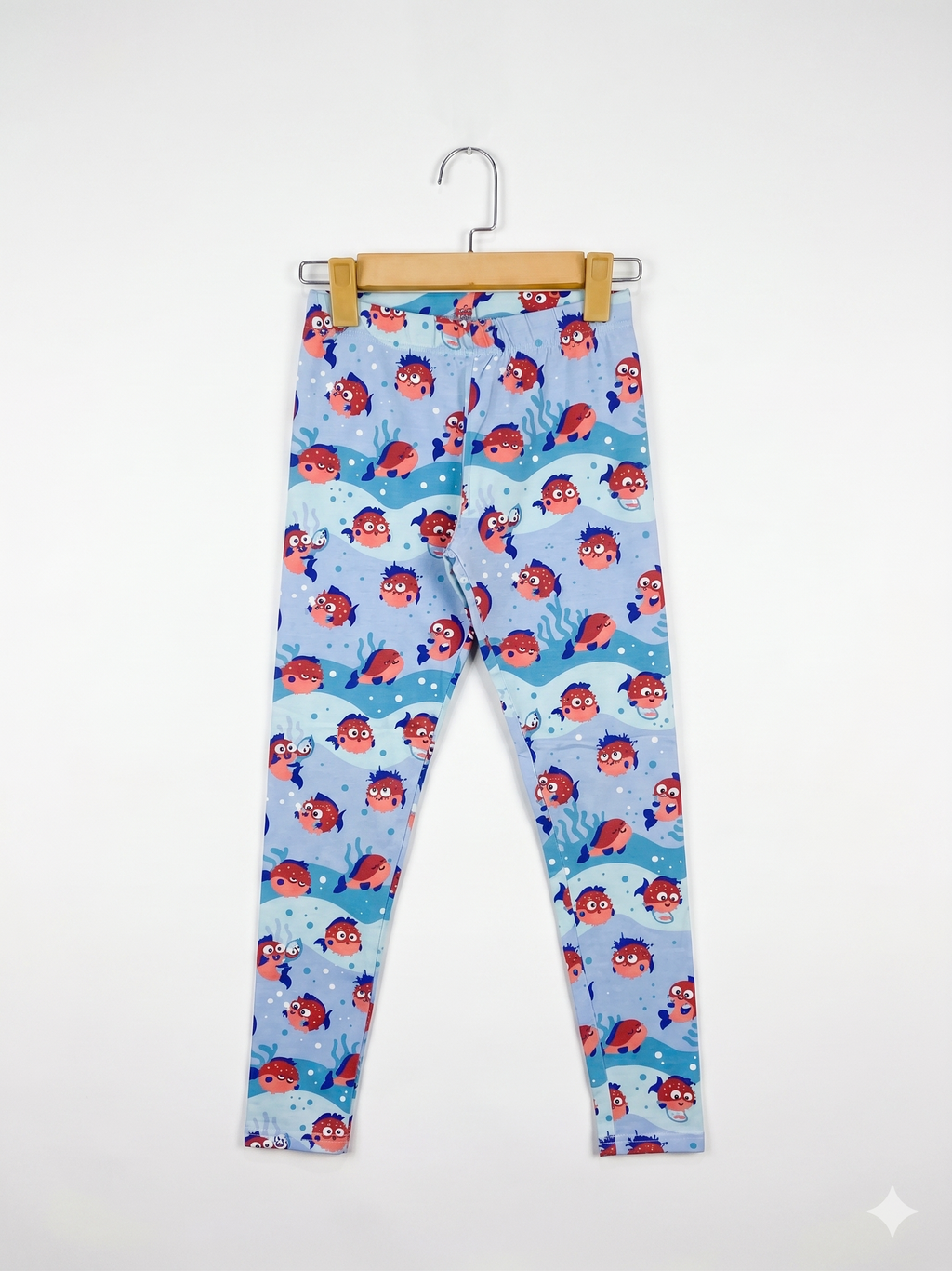 TITLE: Dedoles Kids Ocean Pufferfish Print Organic Cotton Leggings - Size 10-12y AB1