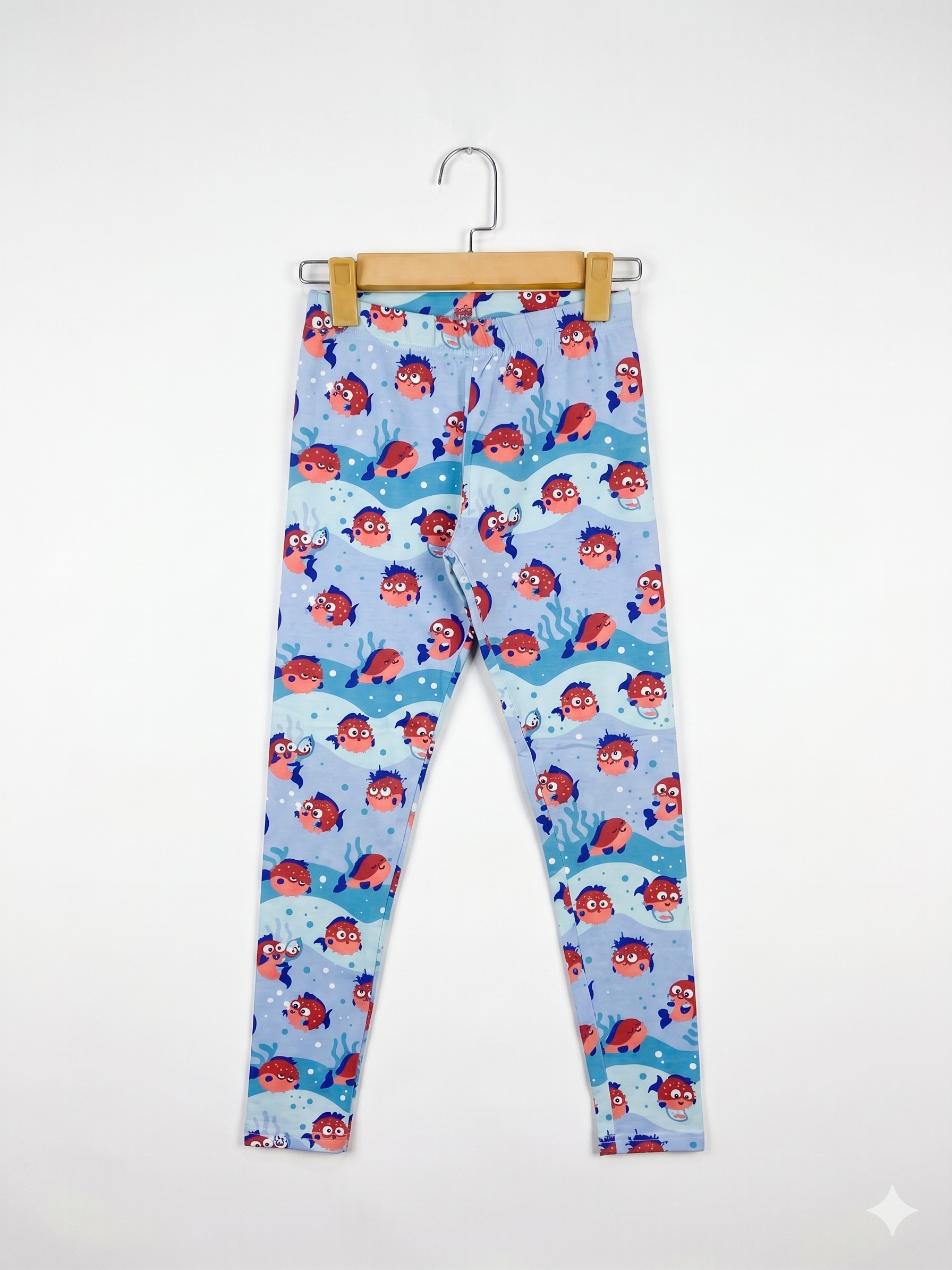 TITLE: Dedoles Kids Ocean Pufferfish Print Organic Cotton Leggings - Size 10-12y AB1