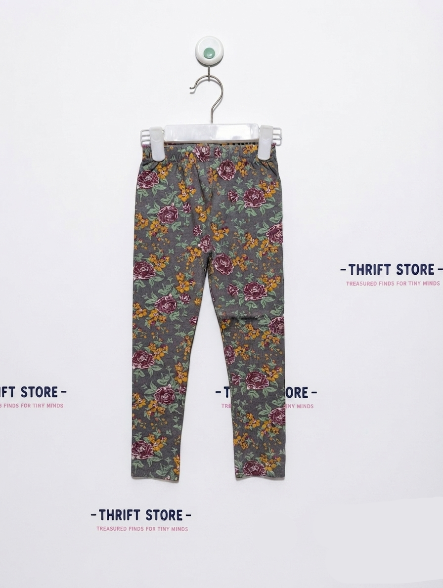 Garanimals Girls Grey Floral Print Stretch Leggings - Size 4T Estimated Age 4 Years AB2