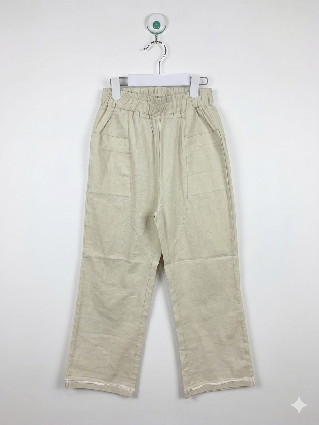 Zara Kids Girls Beige Textured Linen-Blend Wide-Leg Trousers - Size Estimated Age 7-8 Years AB1