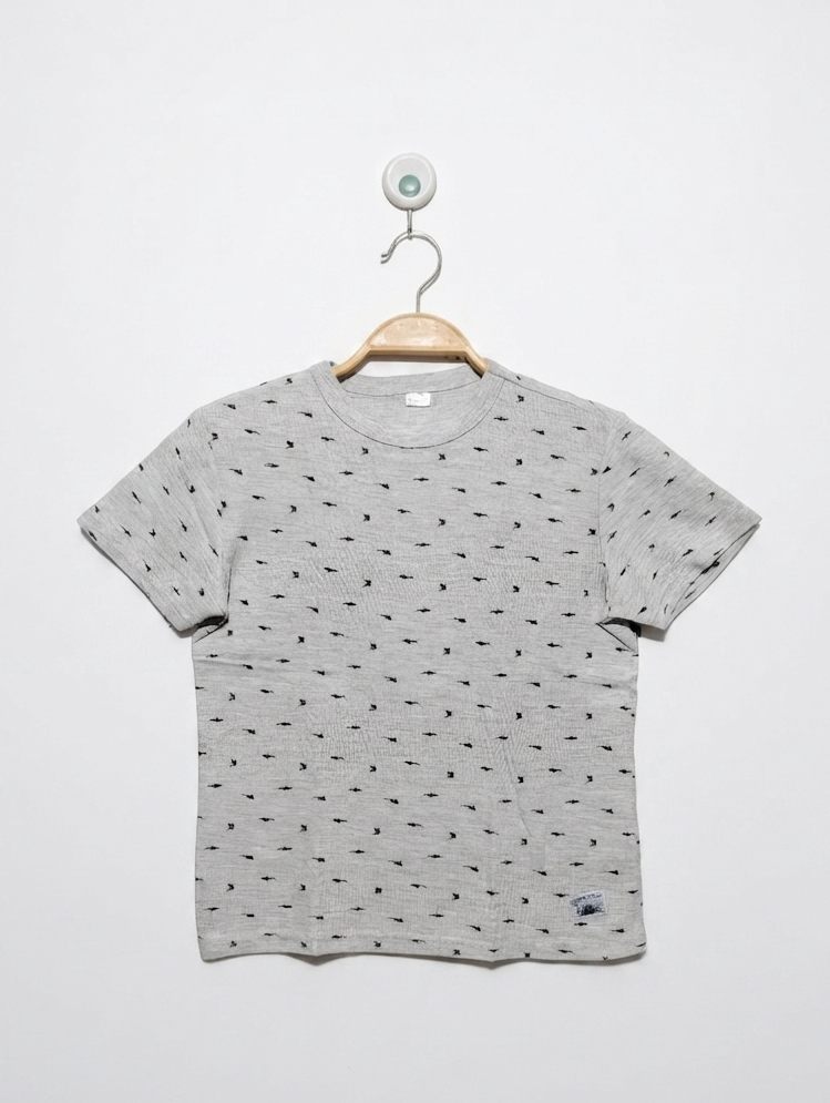 Zeeman Boys Heather Grey Mini-Shark Print Short Sleeve Tee - Size 134/140 cm Estimated Age 8-10 Years AB2