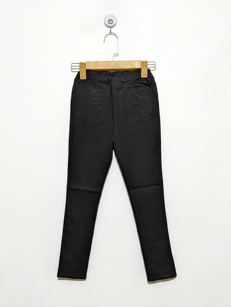 Classic Black Elastic Waist Versatile Pants - Size 140 (Estimated Age 9-10 Years) AB2