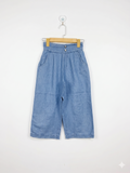 Global Work Girls Lightweight Denim Blue Paperbag Culottes - Size Estimated Age 10 Years AB1