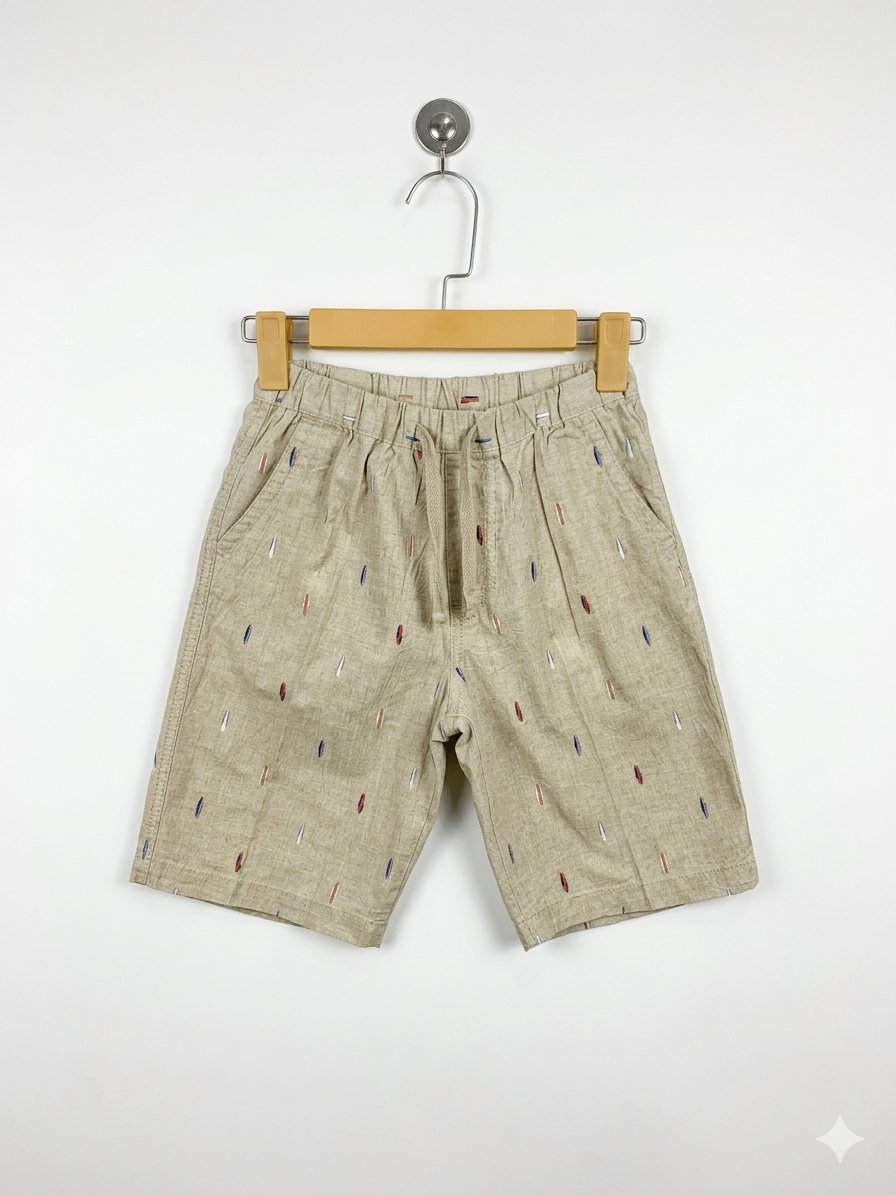 Uniqlo Boys "Ocean Vibes" Surfboard Print Chambray Shorts - Size Estimated Age 10 Years AB1