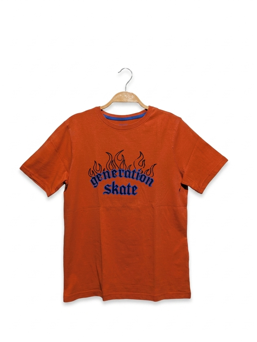 Primark Boys Orange "Generation Skate" Graphic Tee - Size 11-12Y Estimated Age 11-12 Years AB2