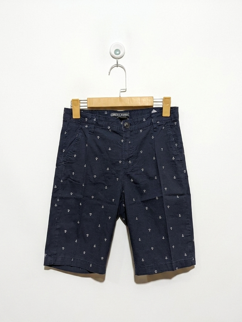 H&M Boys Navy Blue Anchor Print Chino Shorts - Size 158 (Estimated Age 12-13 Years) AB2