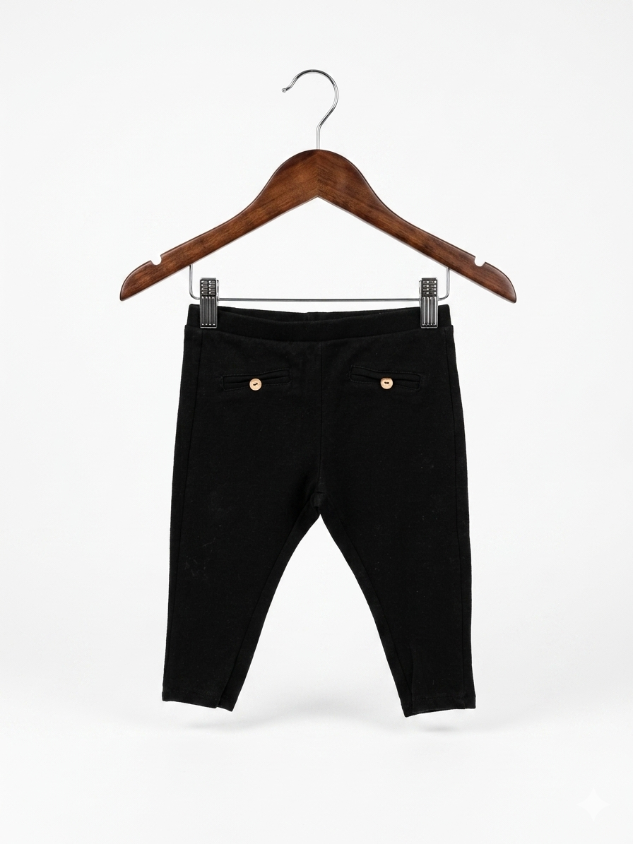 Zara Baby, Black Baby Leggings, Ribbed Baby Pants, Baby Girl Fashion, Tiny Thrift Store, Pre-loved Zara Baby, 6-9 Months Baby Clothes, Ribbed Leggings with Buttons.