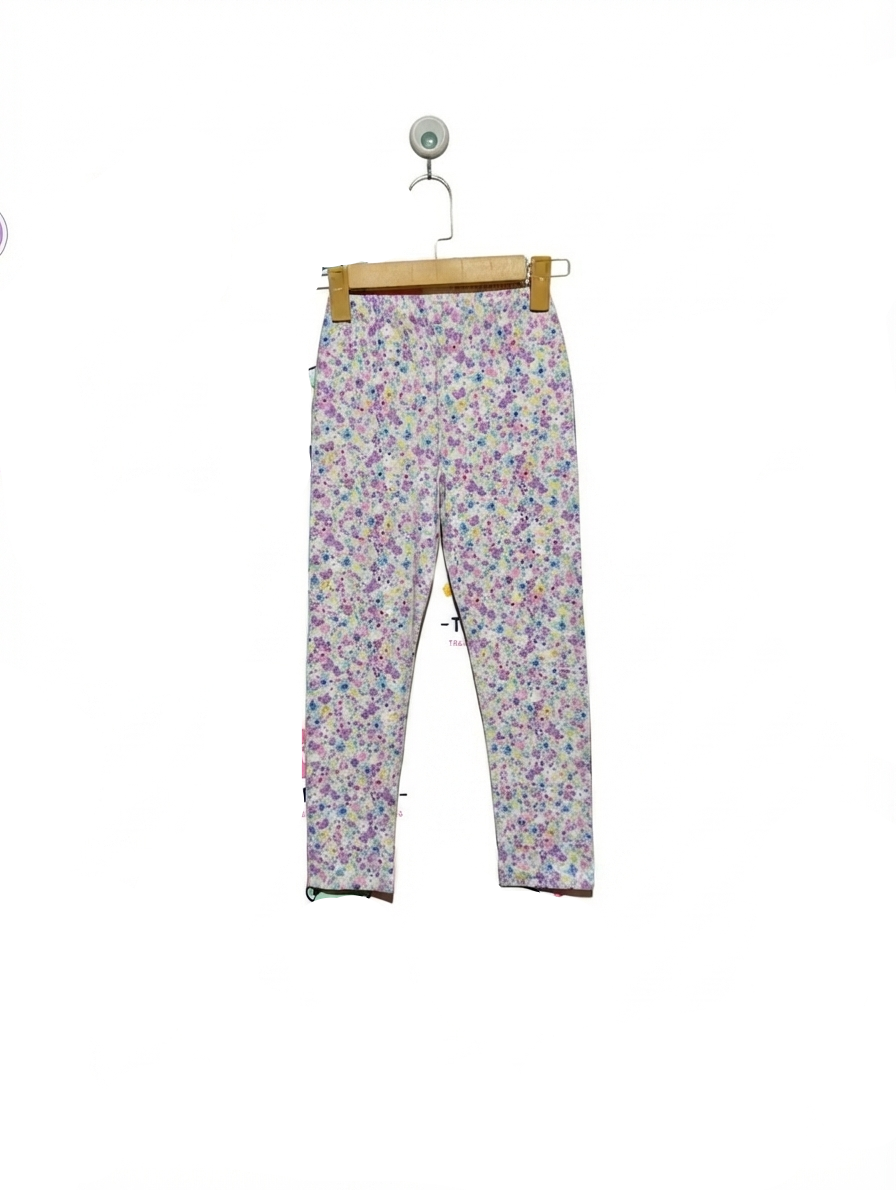 Topolino Girls White "Floral Garden" Print Stretch Leggings - Size 122 CM Estimated Age 6-7 Years AB2