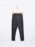 L&D Girls Solid Black Slim Fit Trousers - Size 128cm Estimated Age 7-8 Years AB2