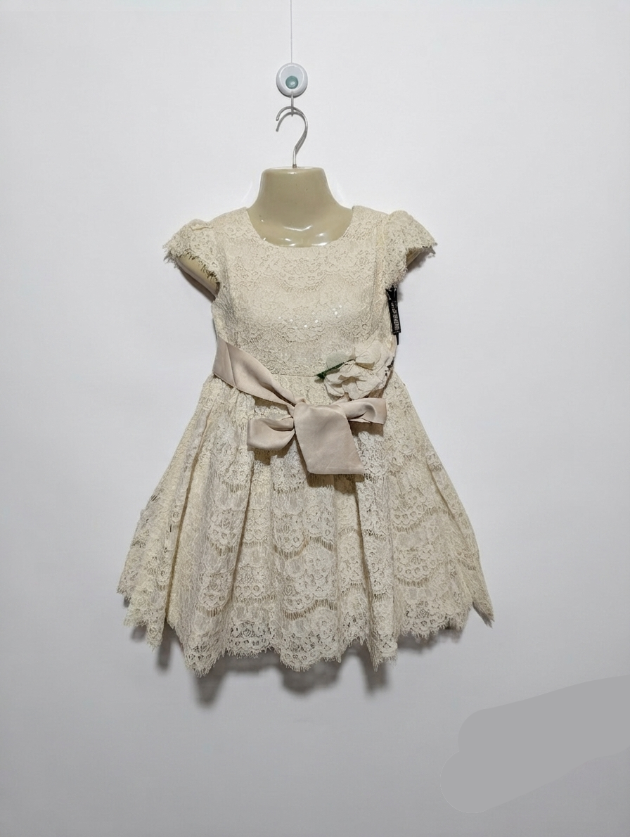 Rare Editions Girls Cream Lace Occasion Dress - Size 6 Estimated Age 6 Years AB2