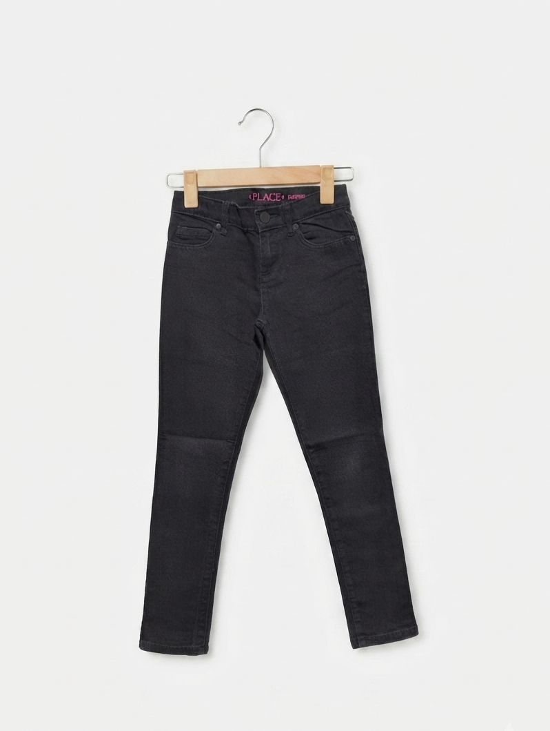 The Children's Place Girls Solid Black "Super Skinny" Denim Jeans - Size 8 Estimated Age 8 Years AB2