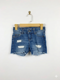 Cat & Jack Girls Distressed Super Stretch Denim Shorts - Size Estimated Age 7-8 Years AB1