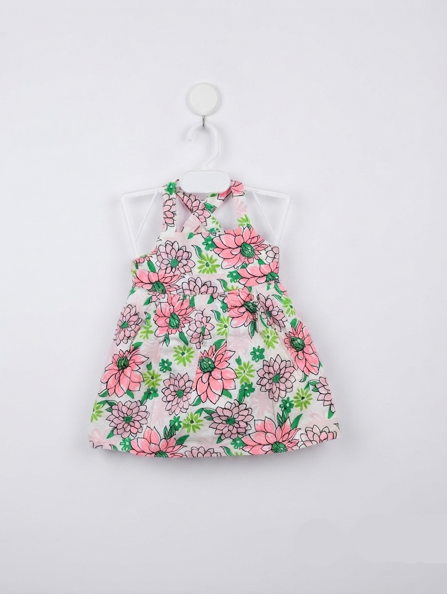Just One You Made by Carter's Baby Girls White & Pink Floral Sun Dress - Size Estimated Age 6 Months AB2