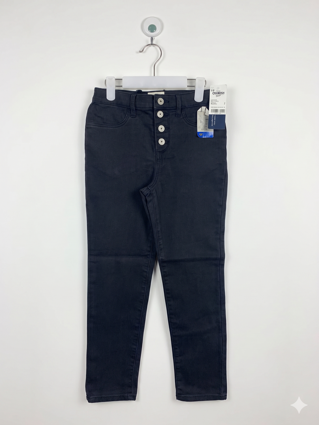 OshKosh B'gosh Girls Washed Black Slim Fit Button-Front Jeggings - Size Estimated Age 7 Years AB1