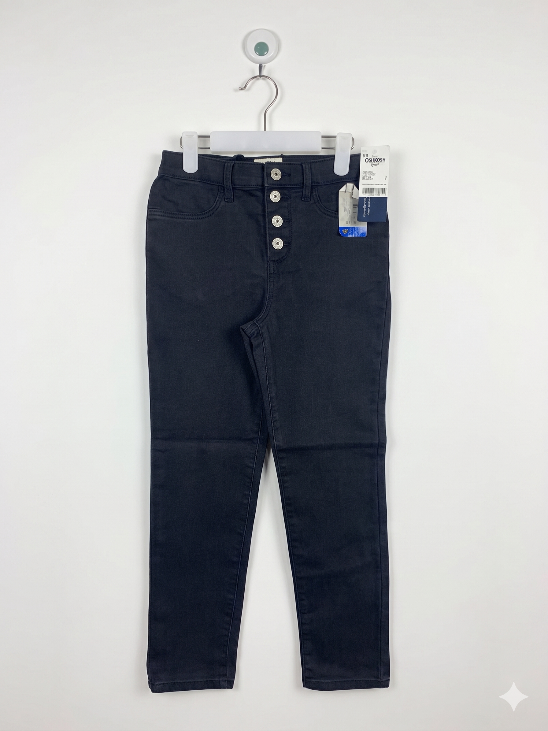 OshKosh B'gosh Girls Washed Black Slim Fit Button-Front Jeggings - Size Estimated Age 7 Years AB1