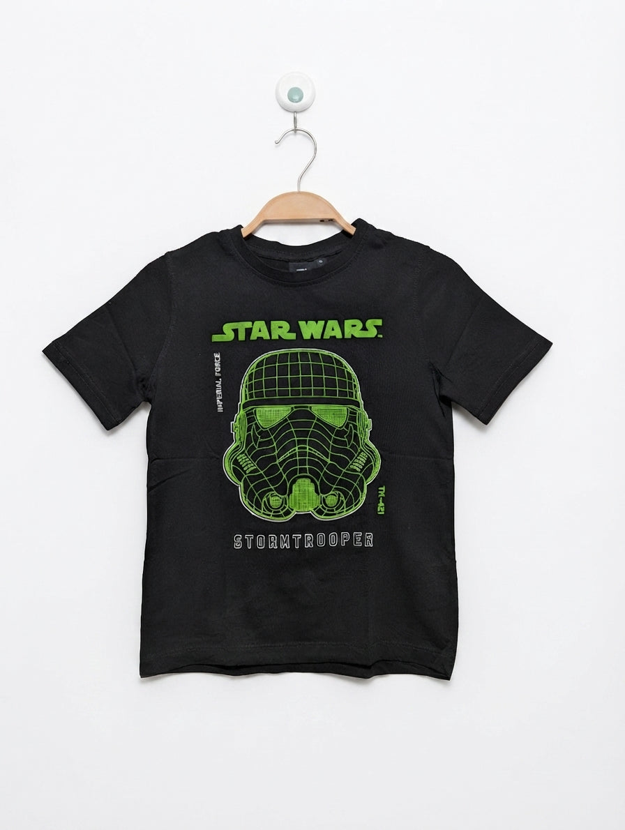 Star Wars Boys Black "Stormtrooper" Graphic Short Sleeve Tee - Size 8A Estimated Age 8 Years AB4