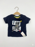 Primark Baby Boy "I AM EPIC" Graphic Tee - Navy Blue, Size 9-12 Months AB1