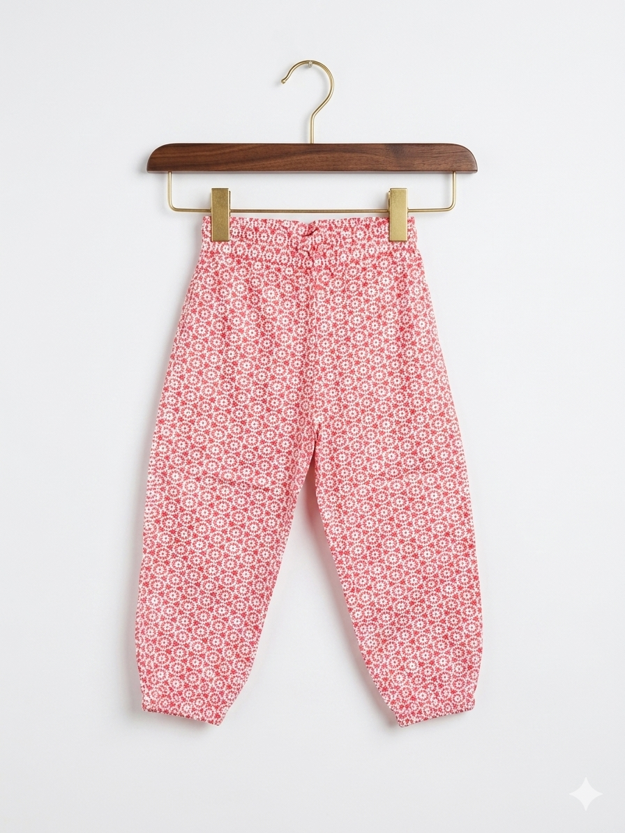 Friends Kids Pink Floral Cotton Trousers - Size 98 (Estimated 2-3 Years) AB1