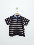 T-Traxx Boys Navy Blue and Light Pink Striped Polo Shirt - Size Estimated Age 4 Years AB2