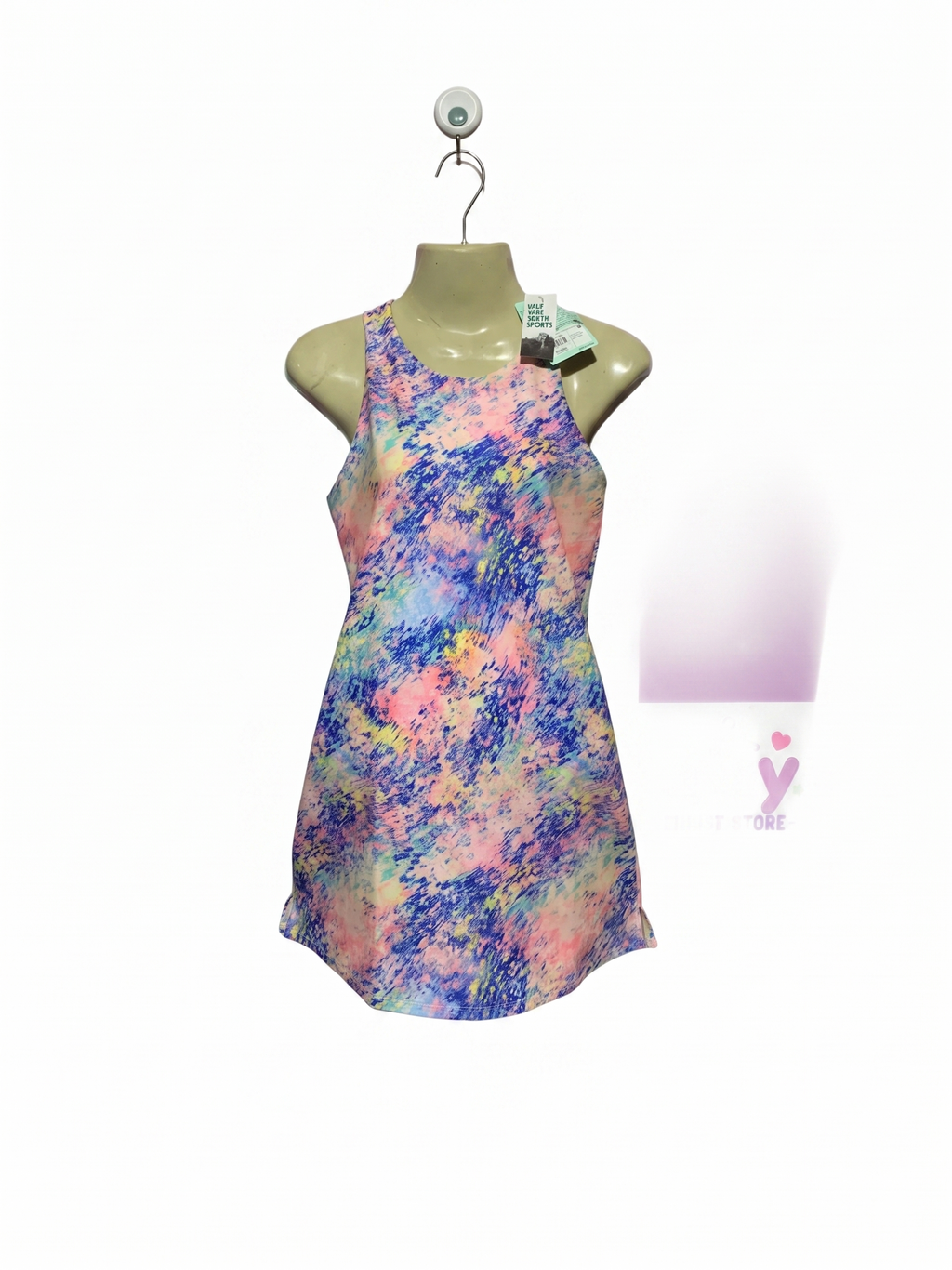 DSG Girls Multi-Color Abstract Splatter Racerback Athletic Dress - Size M (10-12) Estimated Age 10-12 Years AB1