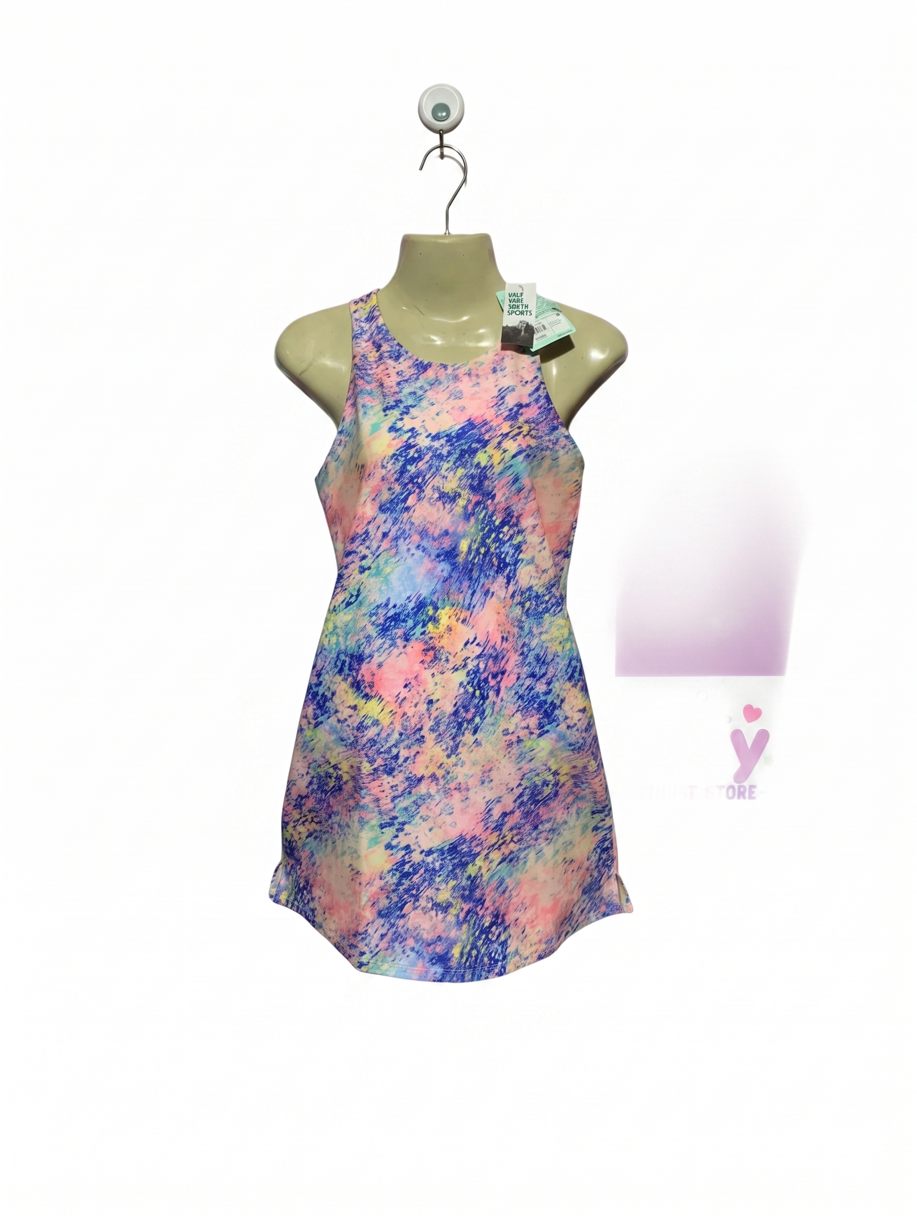 DSG Girls Multi-Color Abstract Splatter Racerback Athletic Dress - Size M (10-12) Estimated Age 10-12 Years AB1