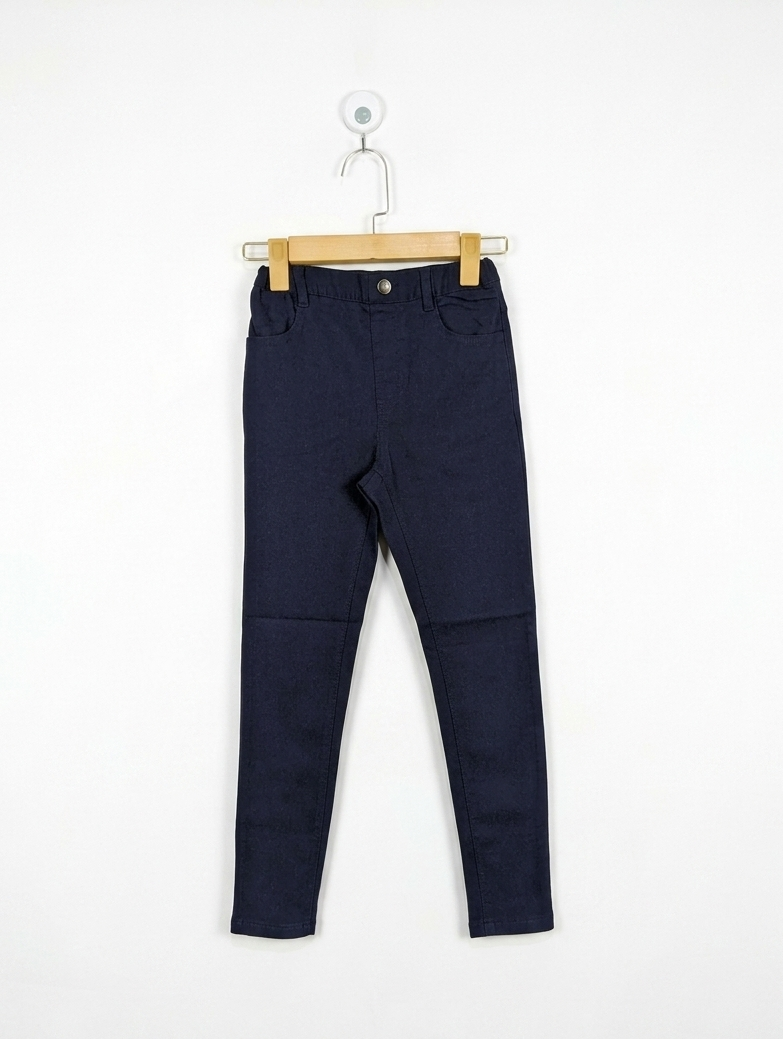 Cute Girls Navy Blue "Cat Face" Pocket Leggings - Size 140 (Estimated Age 9-10 Years) AB2
