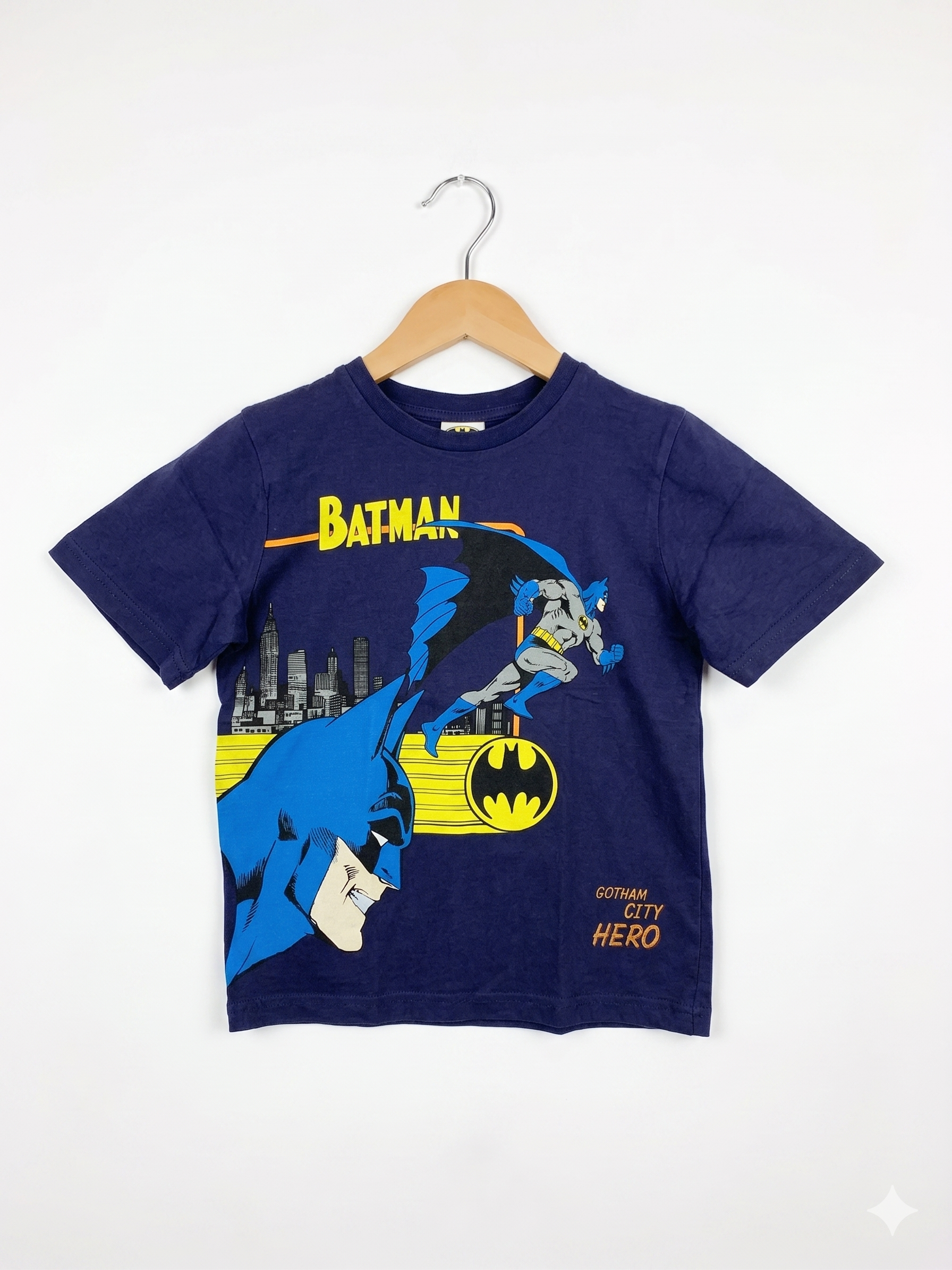 The Very Group Boys Navy Blue "Batman Gotham City Hero" Graphic Tee - Size Estimated Age 6-7 Years AB1
