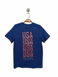 DSG Boys Blue "USA" Performance Tee - Size M (10-12) Estimated Age 10-12 Years AB2
